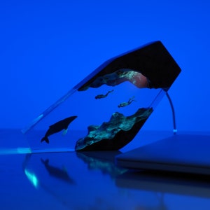 Humpback Whale Resin Wood Night Light
