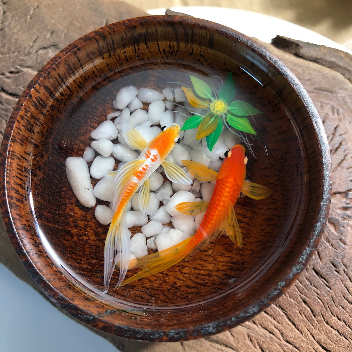 3D Resin Painting Koi Fish Epoxy Ary Wooden cup Acrylic Etsy