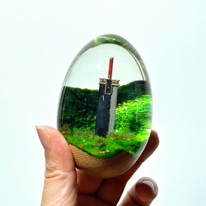 FF7 Rebirth Handcrafted Buster Sword Desk Decor, Wood & Resin Egg, Perfect Birthday Gift for Game Lovers, Back to School Gifts