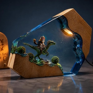 Dungeon Crawler Carl Resin Lamp, Princess Donut & Mongo Night Light, LitRPG Book Lover Gift, Fantasy Cat Decor