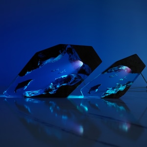 Humpback Whale Resin Wood Night Light