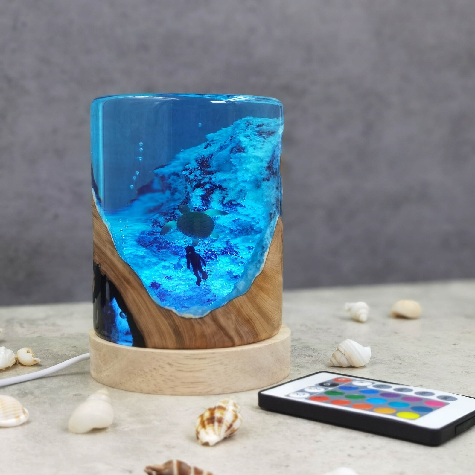 Sea turtle Diver Night Lights Epoxy Resin Wood Light Lamp Etsy