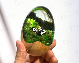 Soot Sprites Enchanted Resin Egg, Soot gremlins Desk Decor, Desk Accessories, Gift for anime fans, Easter Egg Gift