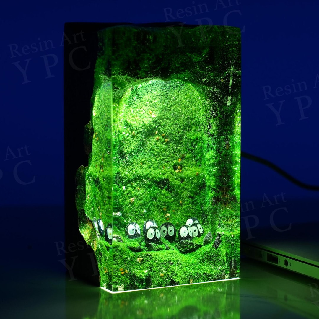 Mystical Soot Sprites Resin Wood Night Light - Charming Desk Decor for ...
