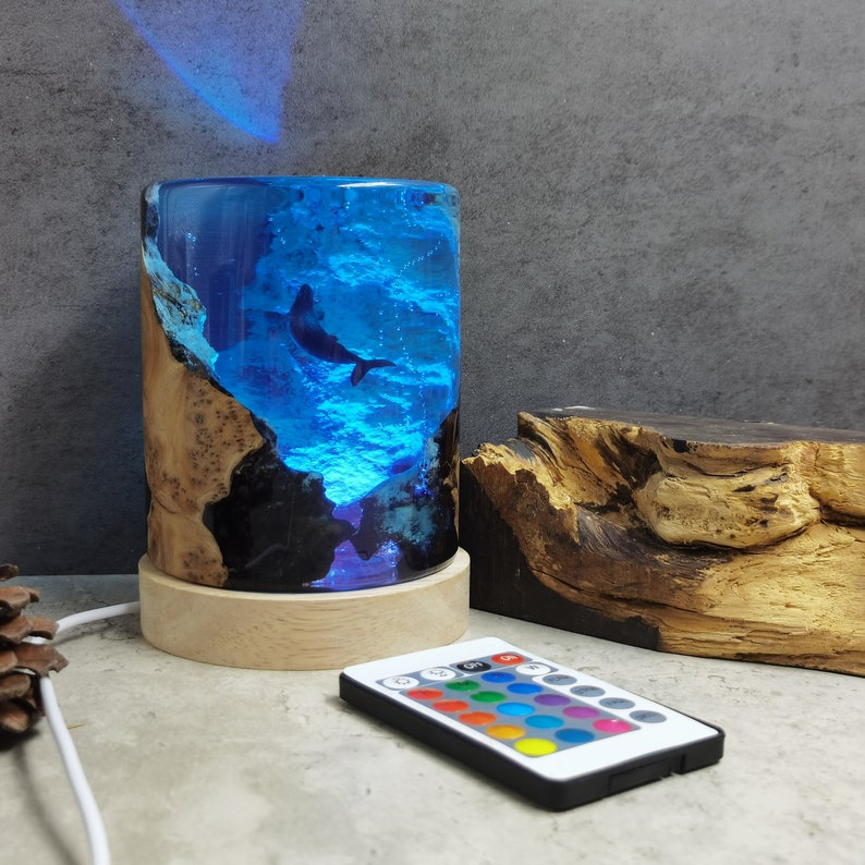 Humpback Whales Night Lights Epoxy Resin Wood Light Lamp Etsy