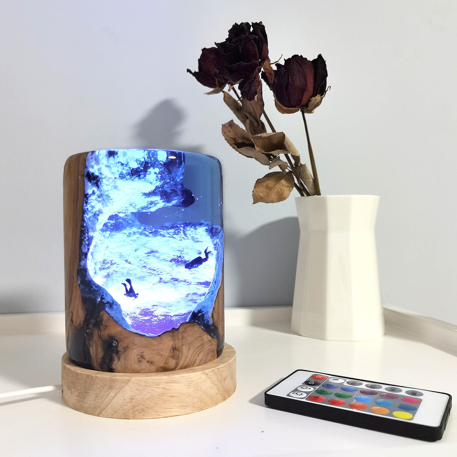 Deep Sea Cave Diving Night Lights Epoxy Resin Wood Light Etsy