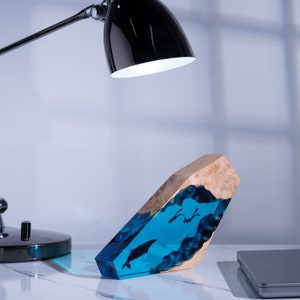 Humpback Whale Resin Wood Night Light