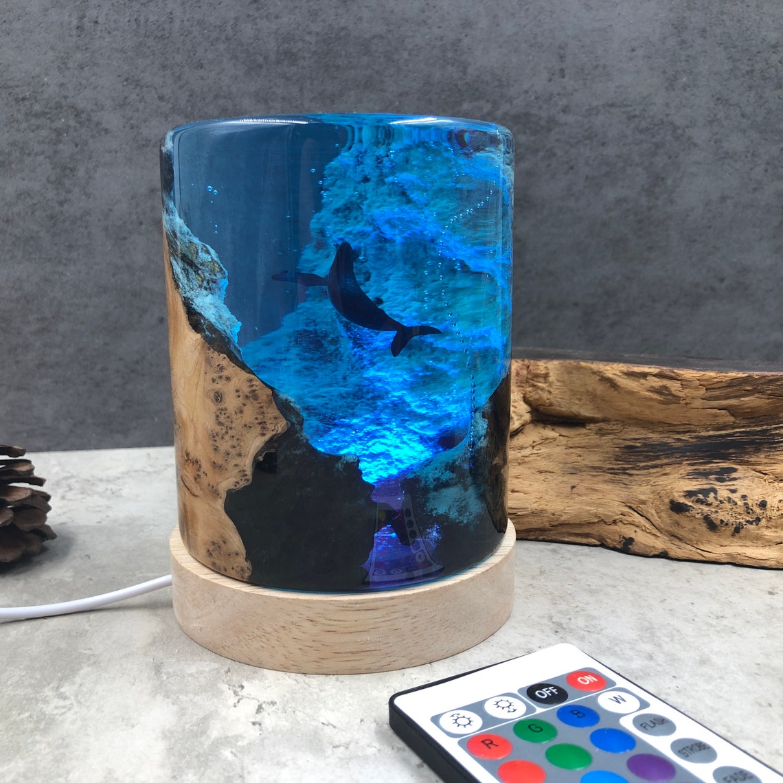 Humpback whales Night Lights Epoxy Resin Wood Light Lamp Etsy