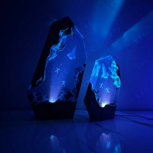 Große Weltraum-Nachtlichter, Astronauten-Raketen-Harz-Holz-Lampe, Raumschiffe Sternenhimmel, Baby-Nachtlicht, Vatertagsgeschenk