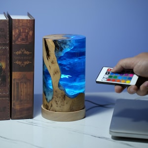 Sea turtle Diver Night Lights , Epoxy Resin Wood Light Lamp, Home decor, Winter gifts, Back to School Gift for Child