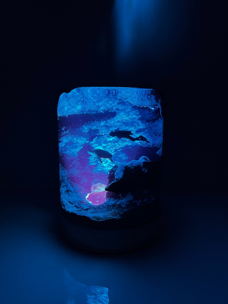 Sea Turtle Diver Night Lights Epoxy Resin Wood Light Lamp Etsy UK