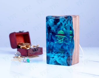 Straw Hat Pirates Luffy Resin Wood Figure Night Light - 1 Piece Anime Fan, Christmas Winter Gifts for Him, Back to School Gift for Child