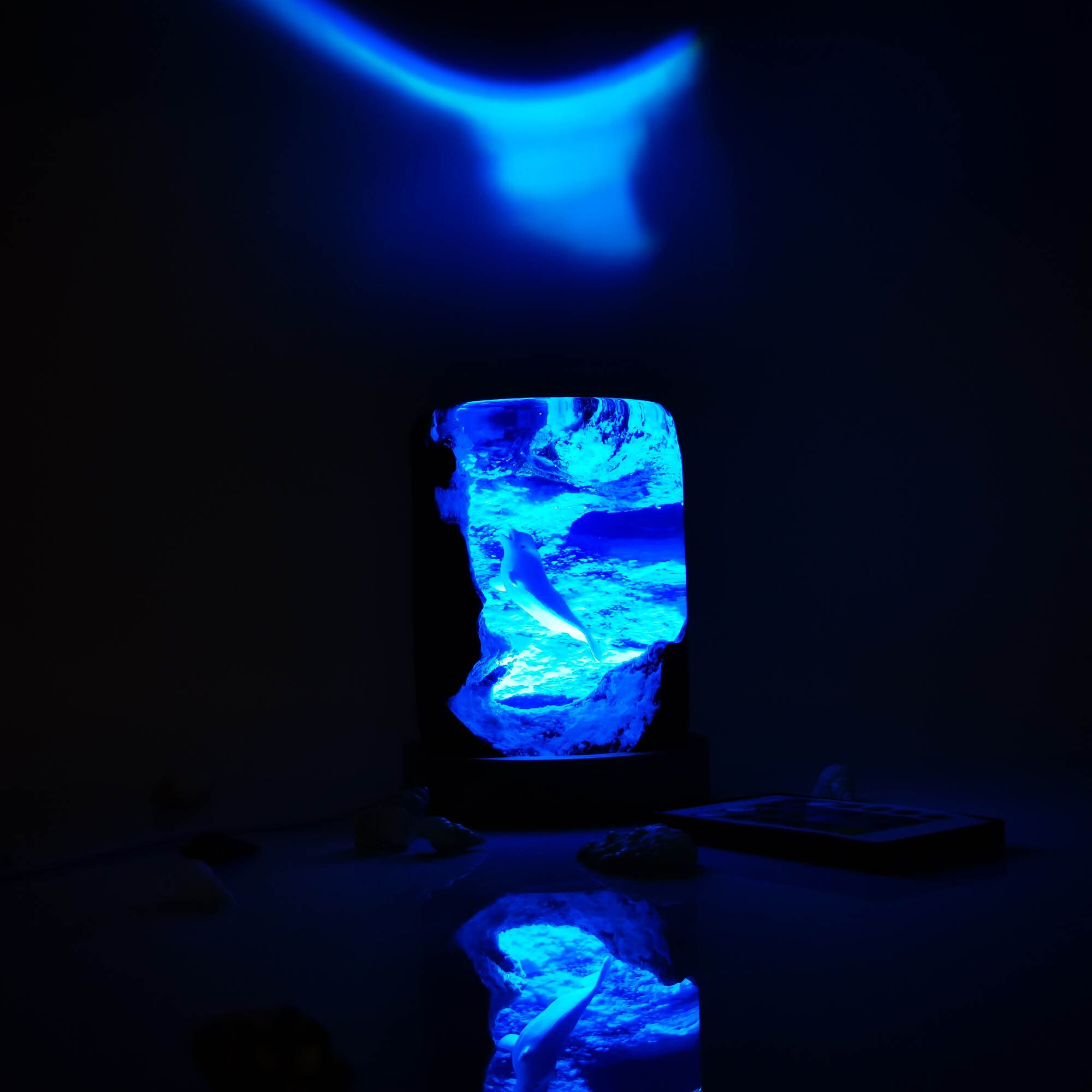 Epoxy Resin Wood Light Lamp Beluga whale Night Lights home decor unique