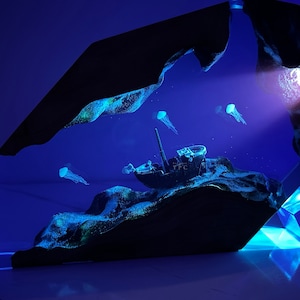Anime Going Merry Pirate Shipwreck Night Light, Resin Wood Lamp, Personalized gift For Japanese Anime Fans. Back to School Gifts