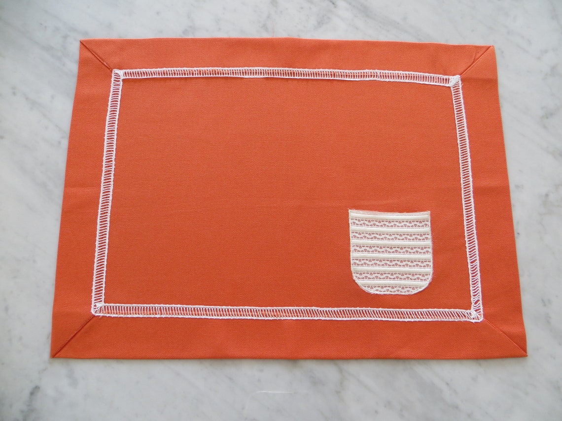 Set of 2 Orange Placemats With Matching Napkins. Set Includes Etsy