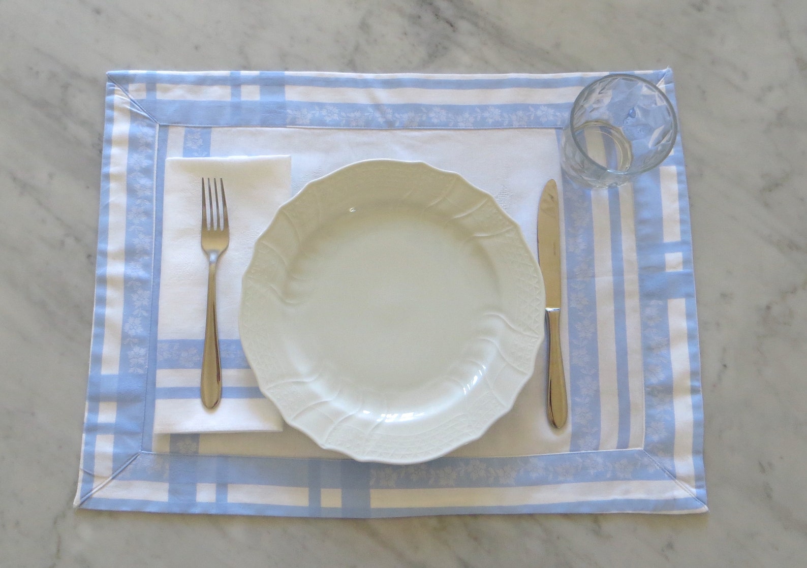 Blue and White Placemat with Matching Napkin. Blue and White Etsy