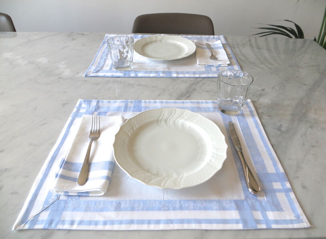 Blue and White Placemat with Matching Napkin. Blue and White Etsy