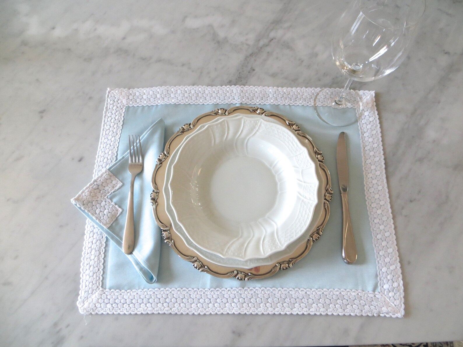 Silk and Lace Placemat With Matching Napkin. One Set of Etsy