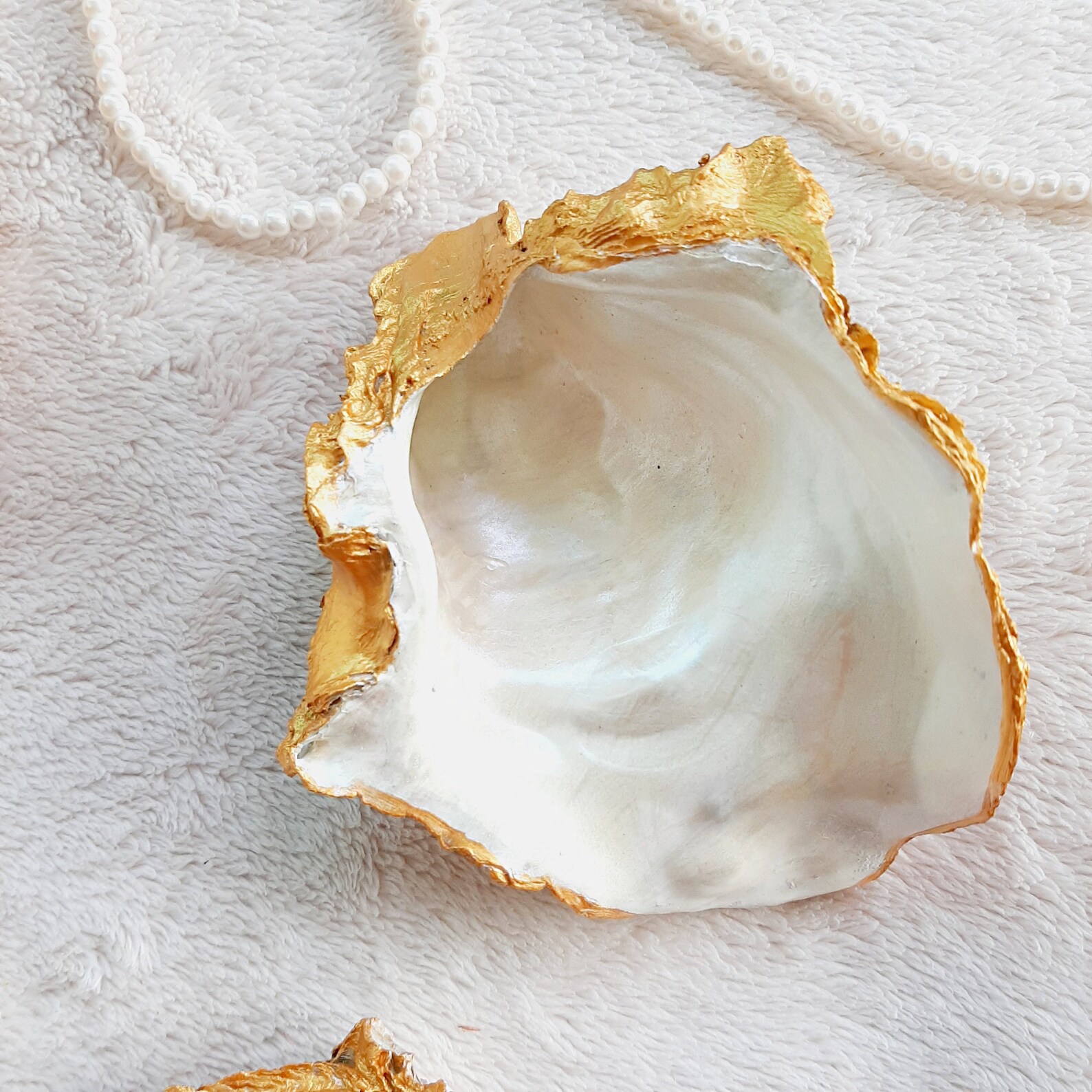 Pearl Oyster Shell Ring Dish Large Oyster Shells Gold Etsy