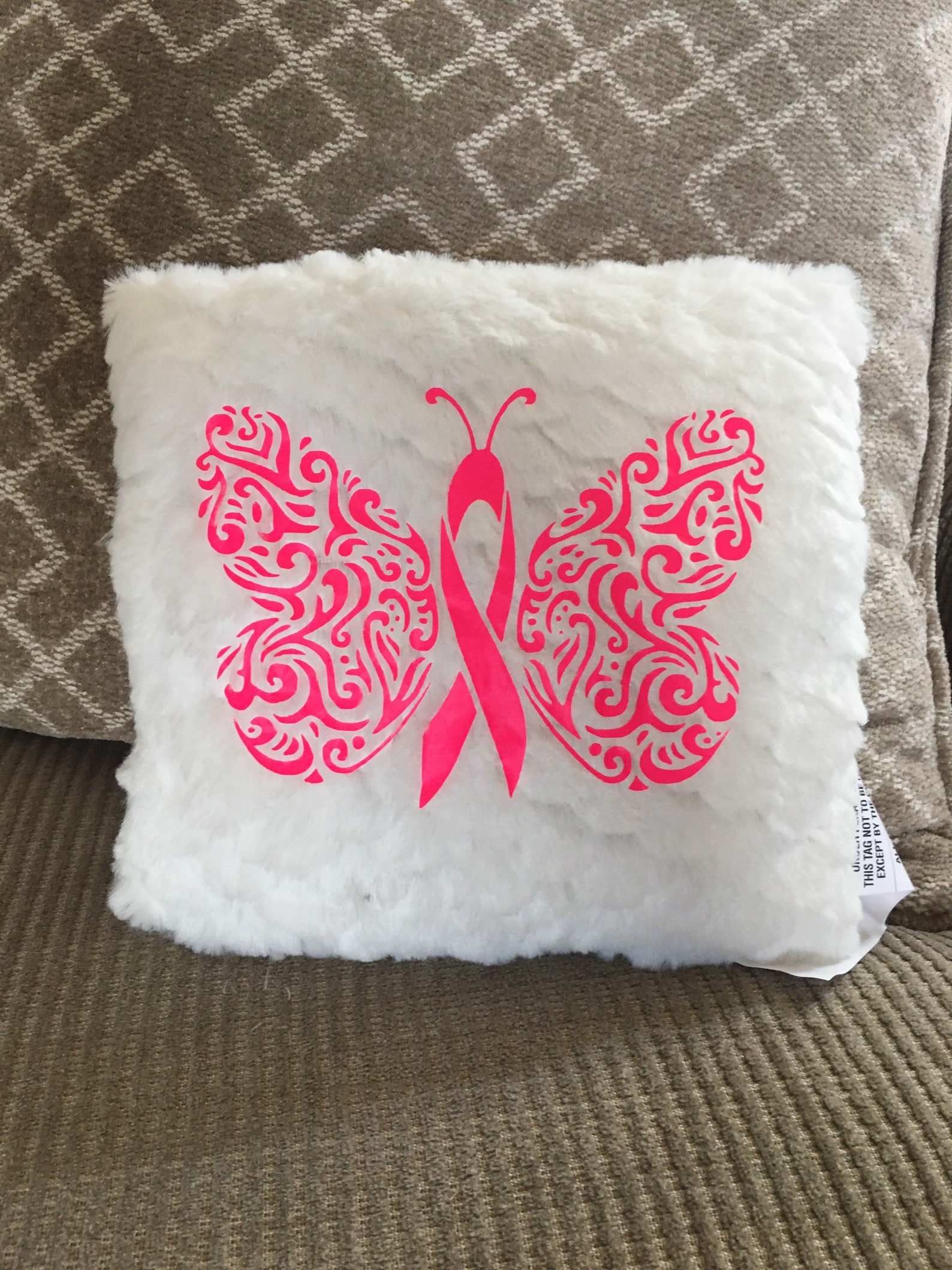 Breast Cancer Awareness. Pillow With Vinyl Design in the Shape Etsy