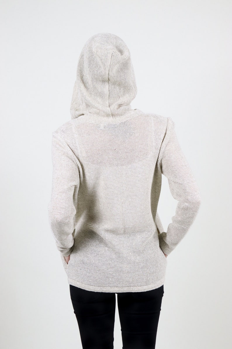 Short linen knitted hoodie image 3