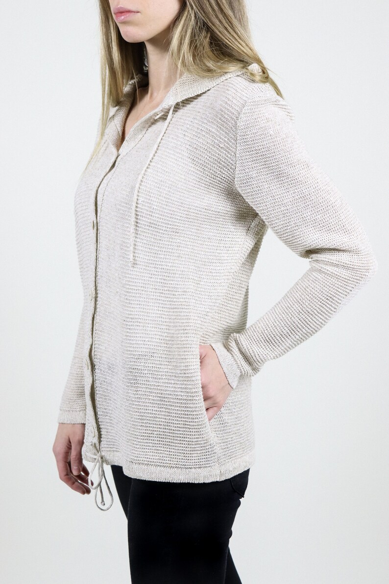 Short linen knitted hoodie image 2