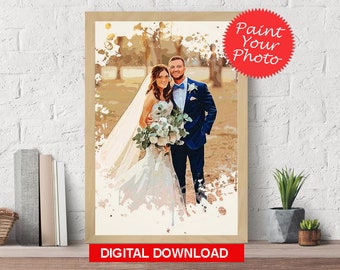 Digital Print, Valentine's Day Gift For Him, Watercolor Painting From Photo, Custom Photo Wedding, Anniversary Gift For Husband,Wife,Parents