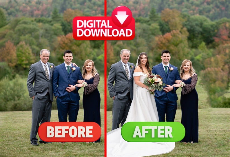 Add Person to Photo, Photoshop Service,Wedding Photos Edit,Photo Edit Service,Adding or Removing a Person to Photo,Photoshop Background Edit image 1