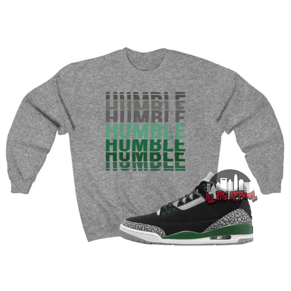 Air Jordan 3 Pine Green Sneaker Matching Sweatshirt & Outfit | Etsy