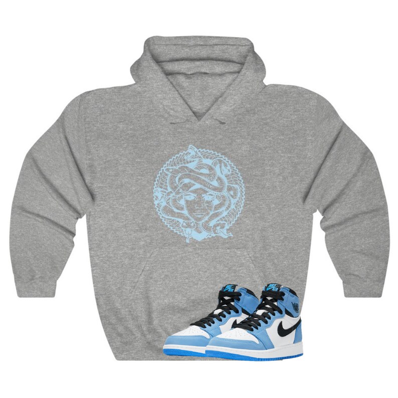 University Blue Air Jordan 1 High Matching Hoodie Medusa Etsy
