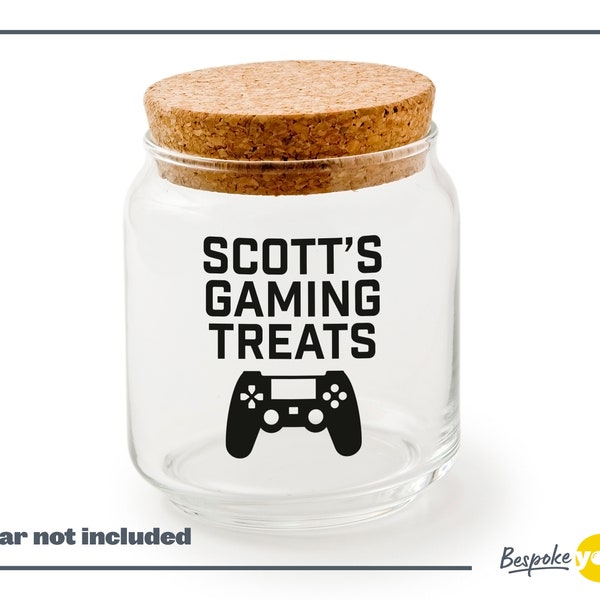 Personalised Gaming Treats Jar Sticker - Vinyl Decal - Gamer Gift - Gaming Lover - Gift for Him - Birthday Gift - Gaming Snacks - Teen Gift