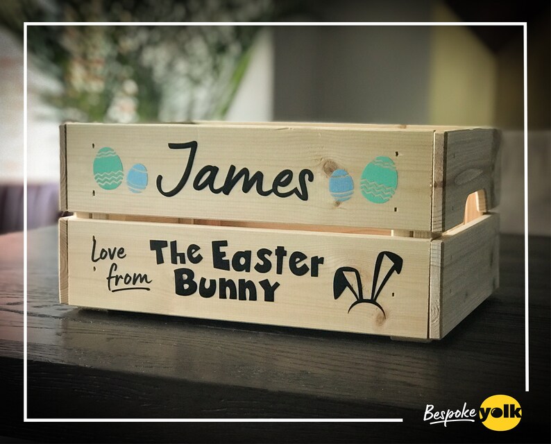 Personalised Easter Crate Vinyl Sticker Easter Bunny Gift Etsy UK