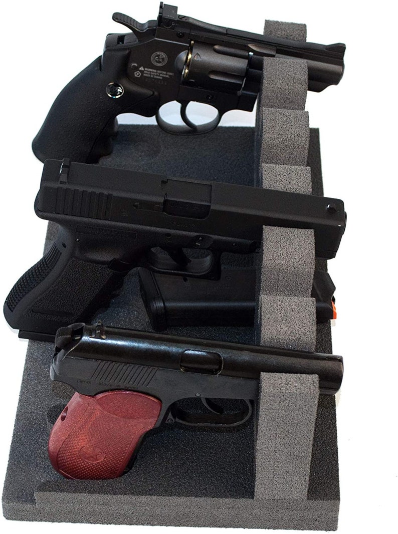 RKrack Foam Gun Rack for Pistol/Handgun. Safe Storage Accessories 6 Gun Holders Stand image 3