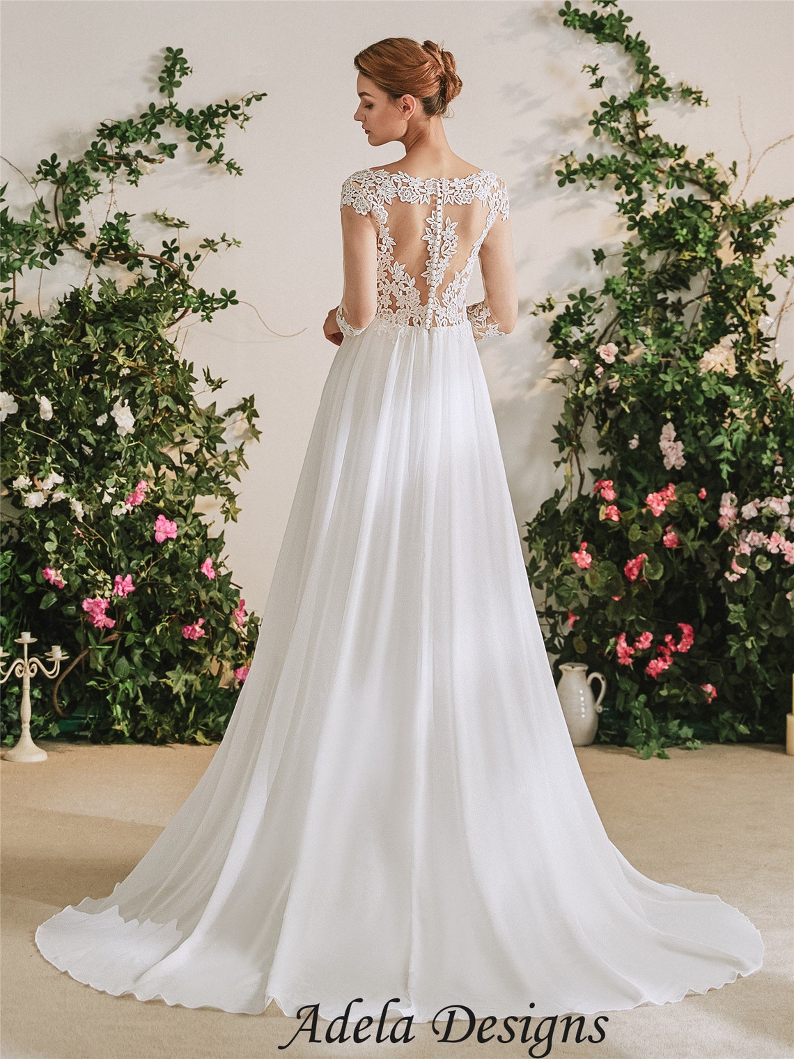 Chiffon wedding dress Etsy