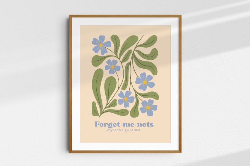 Me Nots Flower Art Print Etsy