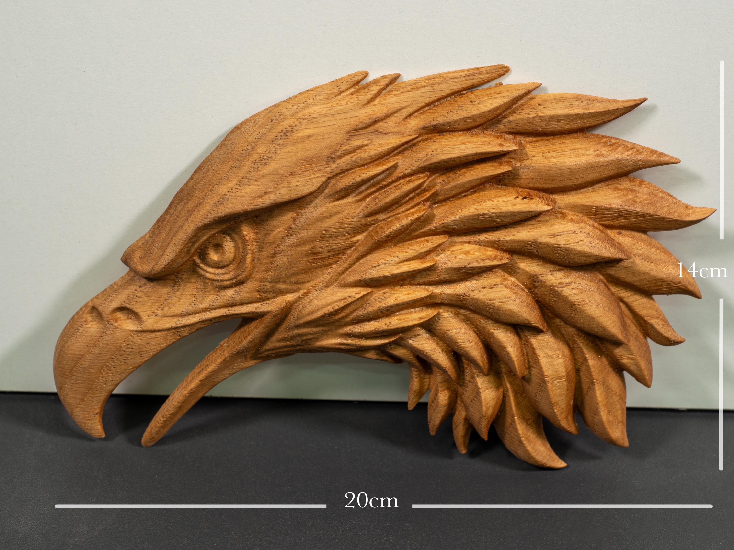 Oak Eagle Head Wall Carving – Detailed Relief Décor | Custom Sizes ...
