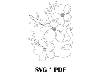 Download Clip Art Beautiful Rose Lily People Svg Clipart One Line Art Woman Face Flower Svg Drawing Abstract Minimal Female Floral Single Line Art Clipart Art Collectibles