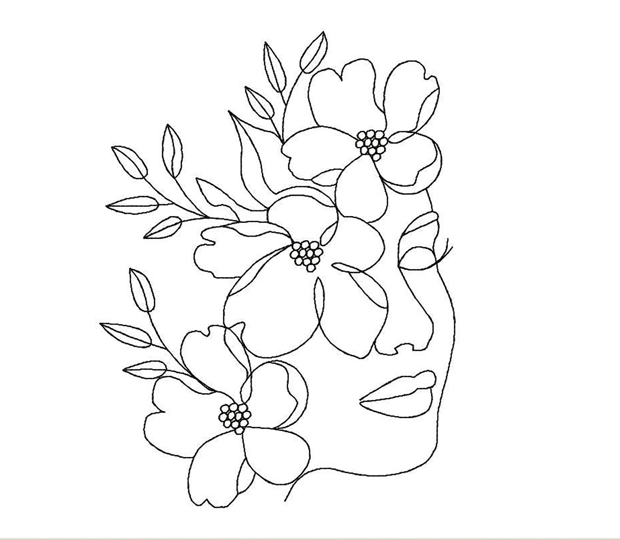 Woman with flowers machine embroidery design woman embroidery  etsy