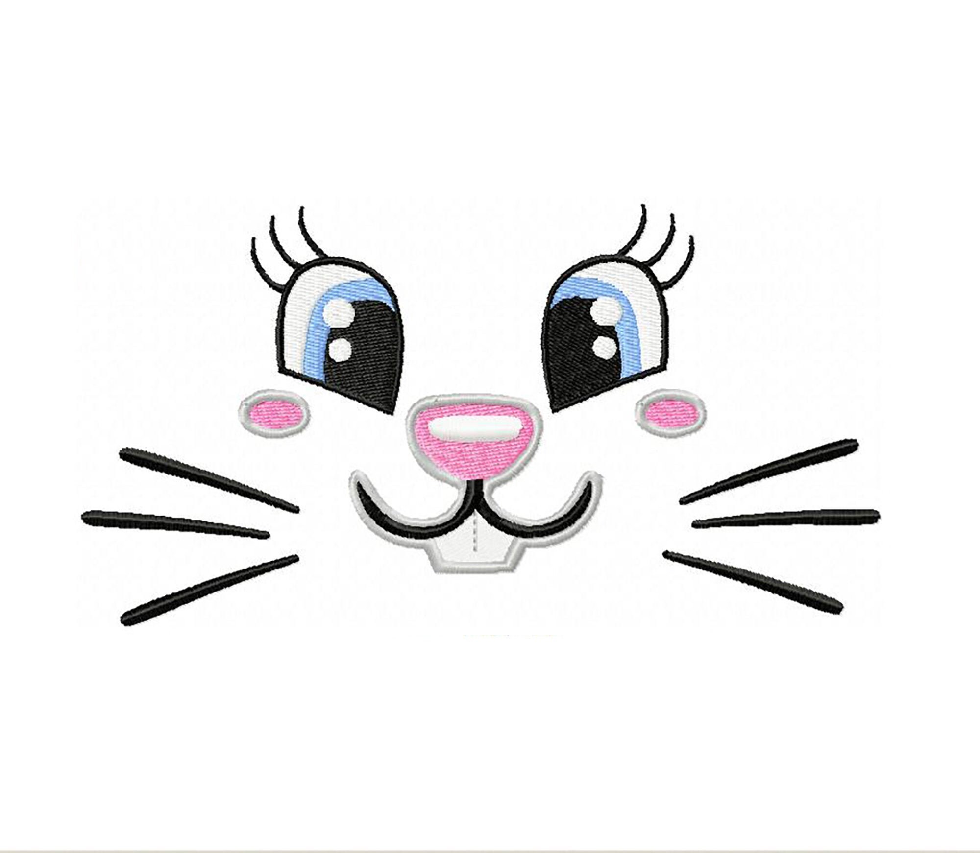 Bunny face machine embroidery design for easter decor 6 | Etsy