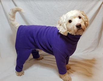 Polar Fleece Dog Suit, Embroidered With or Without Name - Purple - Custom made to fit your dog