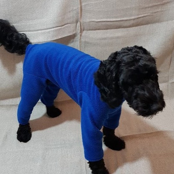 Polar Fleece Dog Suit, Embroidered With or Without Name - Royal Blue - Custom made to fit your dog