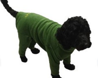 Polar Fleece Dog Suit, Embroidered With or Without Name - Forrest Green - Custom made to fit your dog