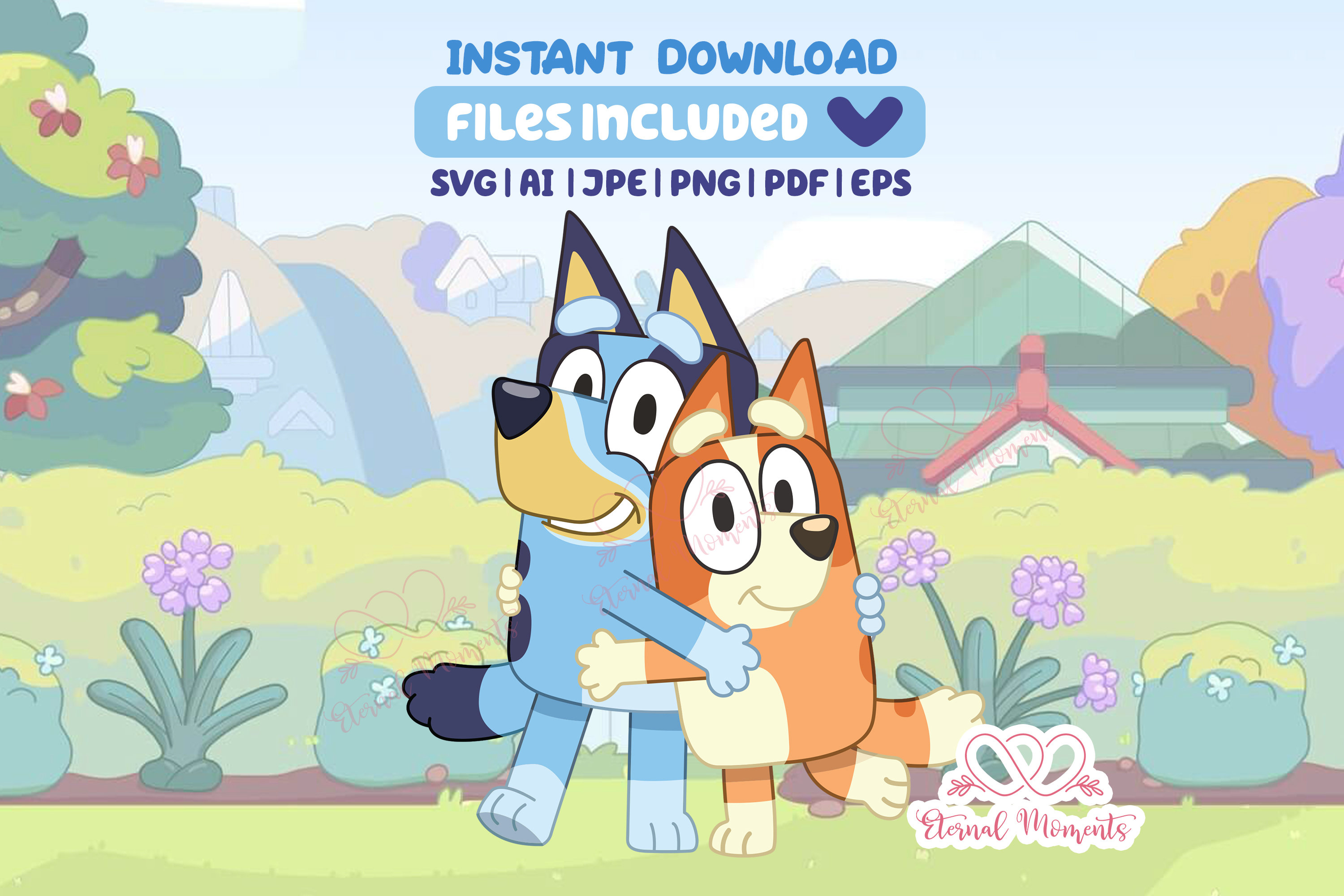 SVG Bluey and Bingo Vector Png Files Instant Download | Etsy UK