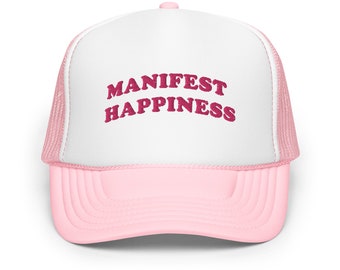 Maifest Happiness Trucker Hat, Cute Trucker hat, Trucker Hat, Smiley Face Trucker Hat, Rodeo Hat, Howdy Honey hat, Affirmation Hat