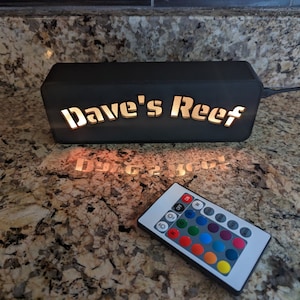 Lighted Color-Changing Custom Acrylic Sign for Aquarium | Remote Controlled | Magnetic or 3M Mount