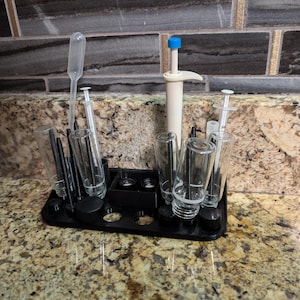 Aquarium Test Kit Syringe & Cuvette Tube Wall Mount | Modular Design | Reef Safe