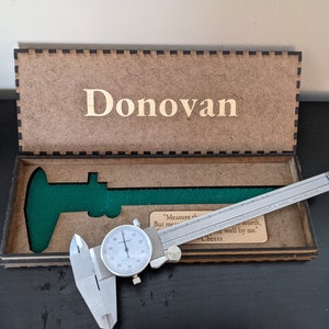 Personalized Engineering Gift Dial Caliper Box – Custom Name & Quote | Caliper Included