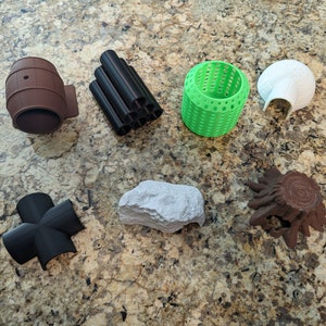 Small Shrimp & Fish Hideouts | Cave, Barrel, Stump, Planter | Many Colors | Aquarium Decor
