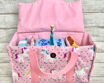 Toniebox Bag: Handmade Light Pink Unicorn Rainbow Tonies Organizer, Tonies Storage for Girls