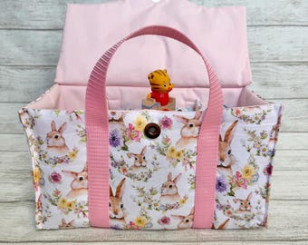 Toniebox Bag: Handmade Cotton Carrier, Tonies Storage | Bunny | Pink | Flowers | Easter | Spring